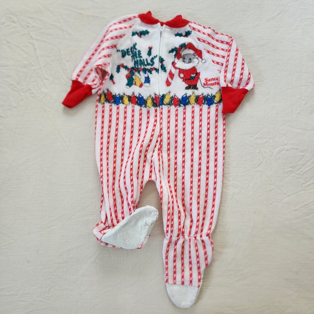 Vintage Santa Mouse Footed PJs 6-9 months